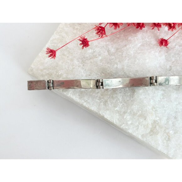 Taxco Turquoise Lapis Onyx, Malachite Vintage Hinged Mexican Sterling Bracelet - Picture 3 of 7